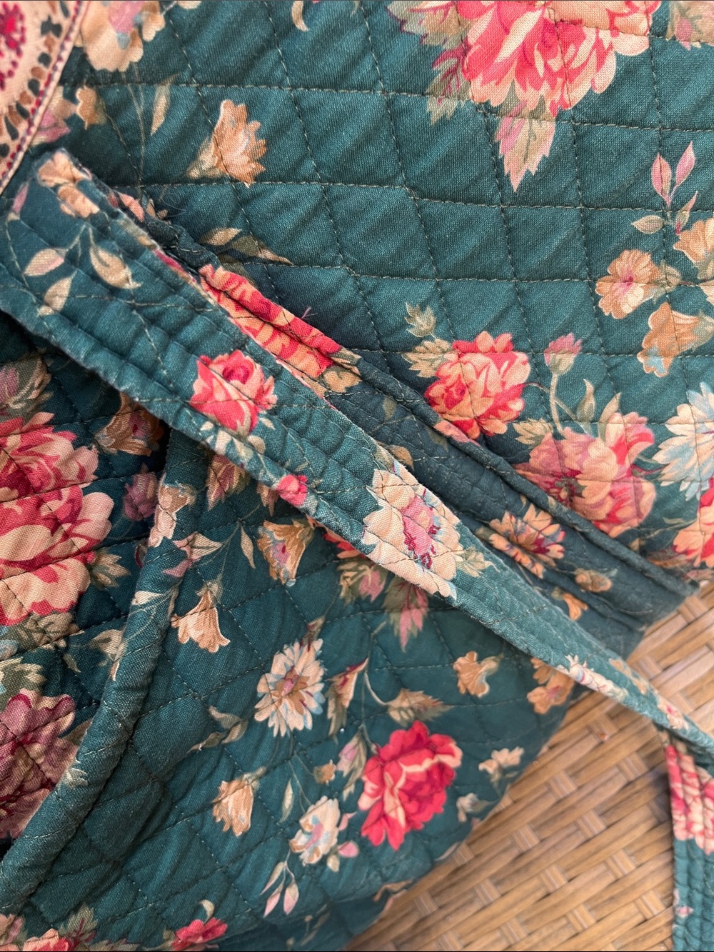 Vintage Vera Bradley Greenbriar paddy Teal Floral Quilted Tote - Picture 8 of 11